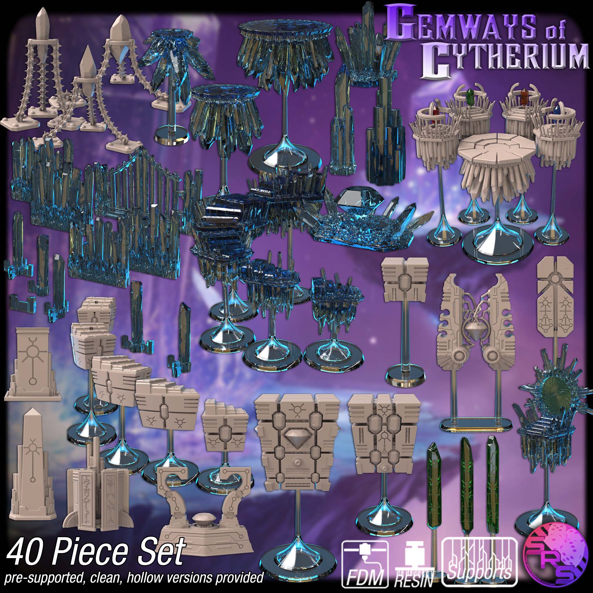 Gemways of Cytherium Terrain Set – Resin 3D Printed Scenery for Tabletop Gaming & Dioramas