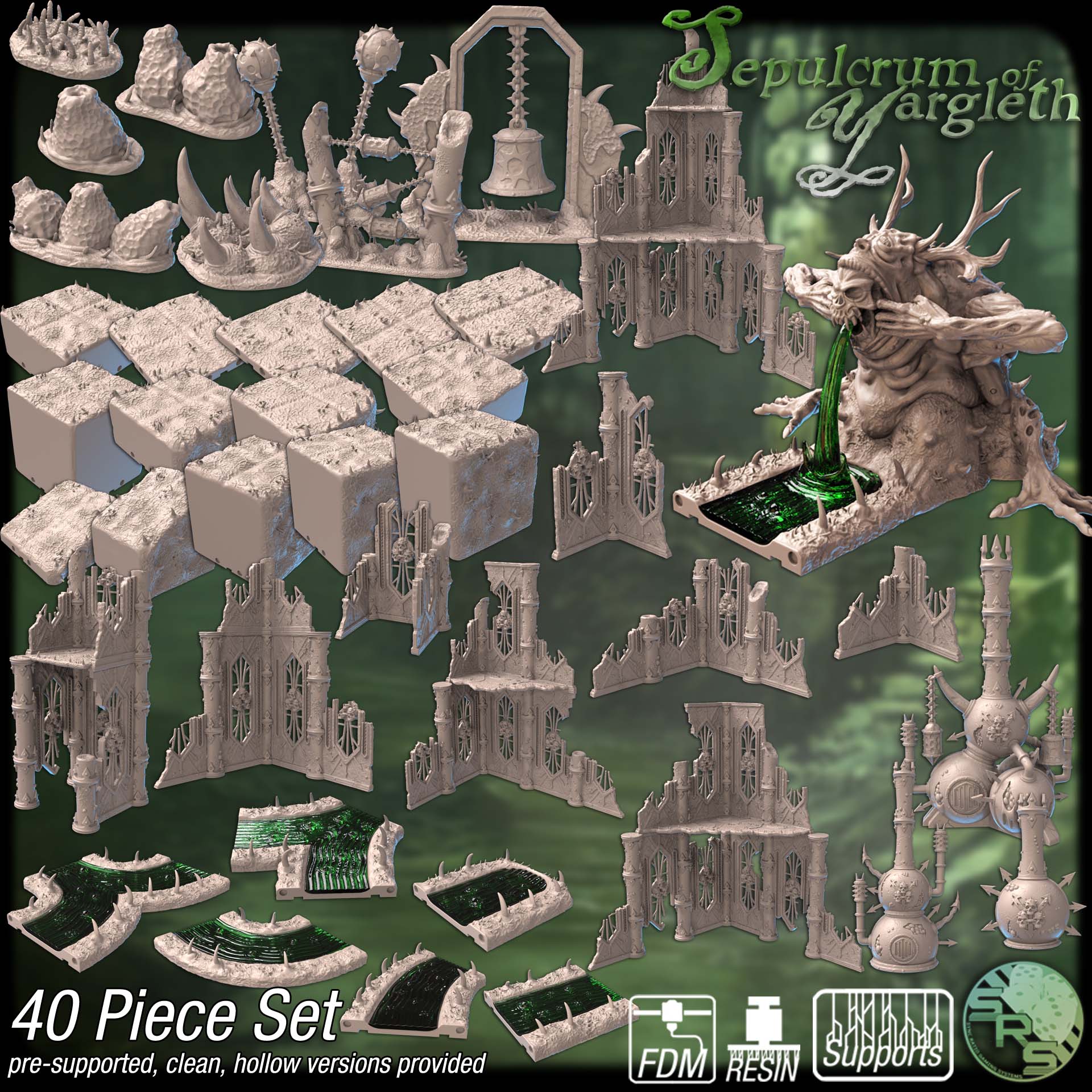 Sepulcrum of Yargleth Terrain Set – Resin & PLA 3D Printed Corrupted Gothic Scenery for Tabletop Gaming & Dioramas