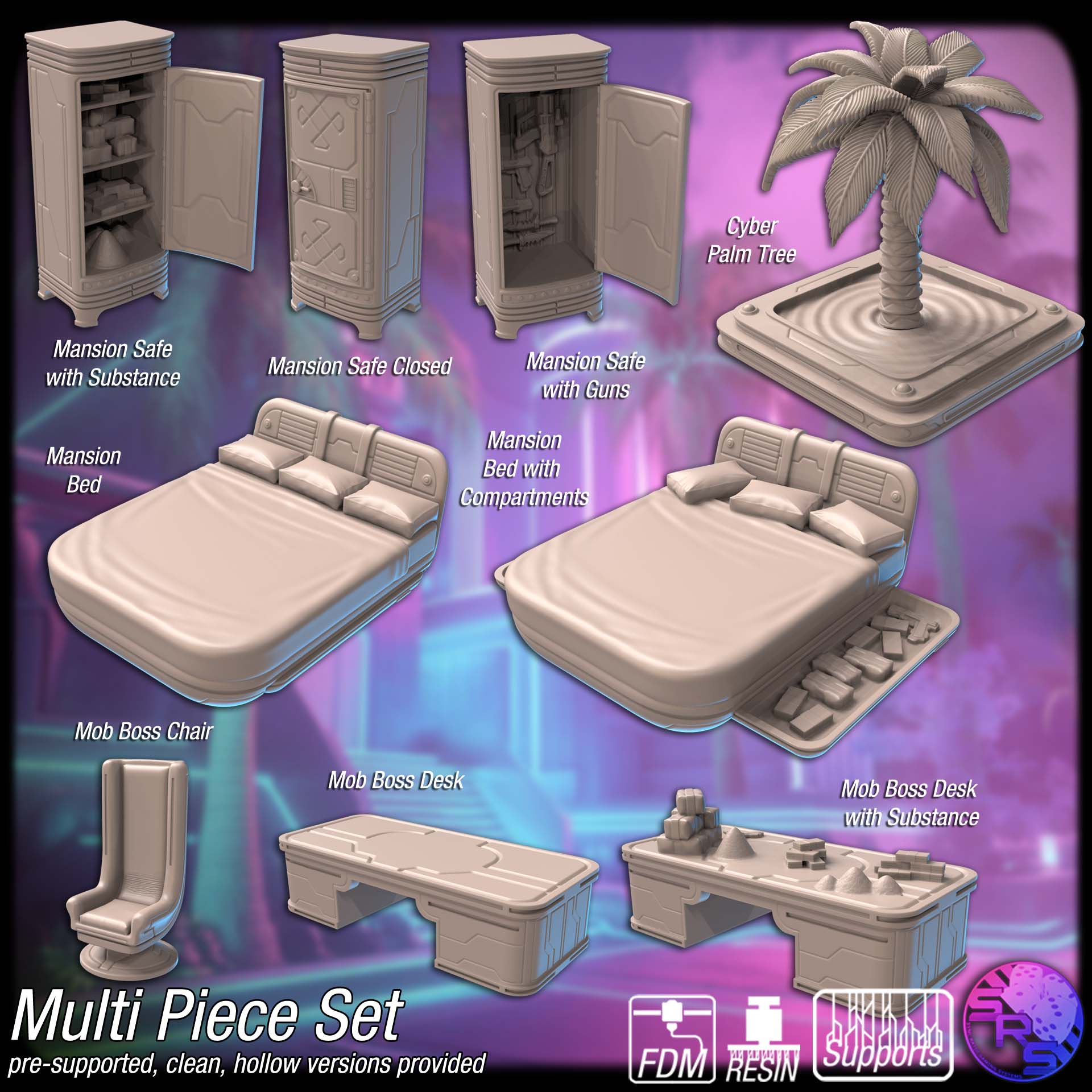 Phase Dragon Syndicate Terrain Set – Resin & PLA 3D Printed Cyberpunk Mansion Scenery for Tabletop Gaming & Dioramas