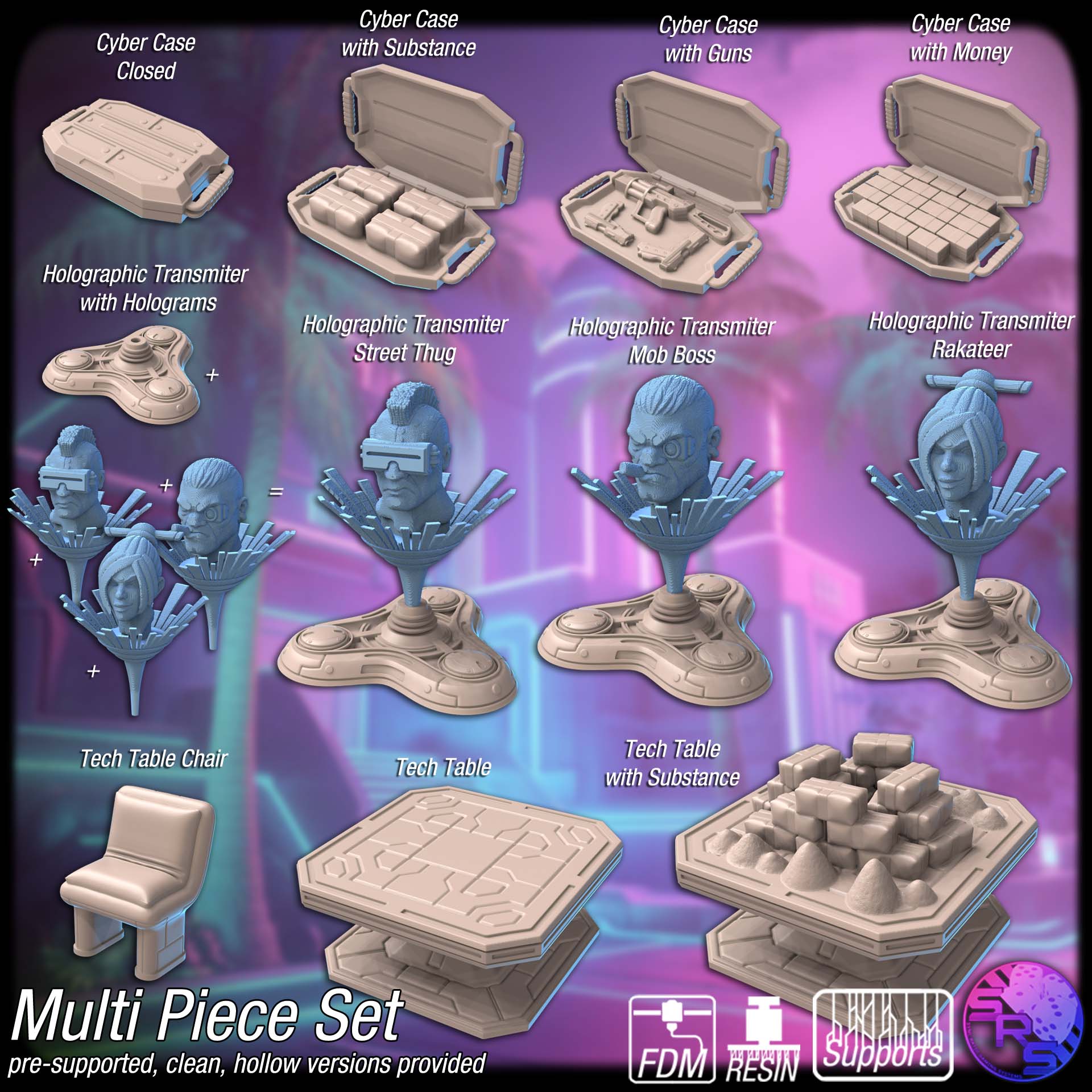 Phase Dragon Syndicate Terrain Set – Resin & PLA 3D Printed Cyberpunk Mansion Scenery for Tabletop Gaming & Dioramas