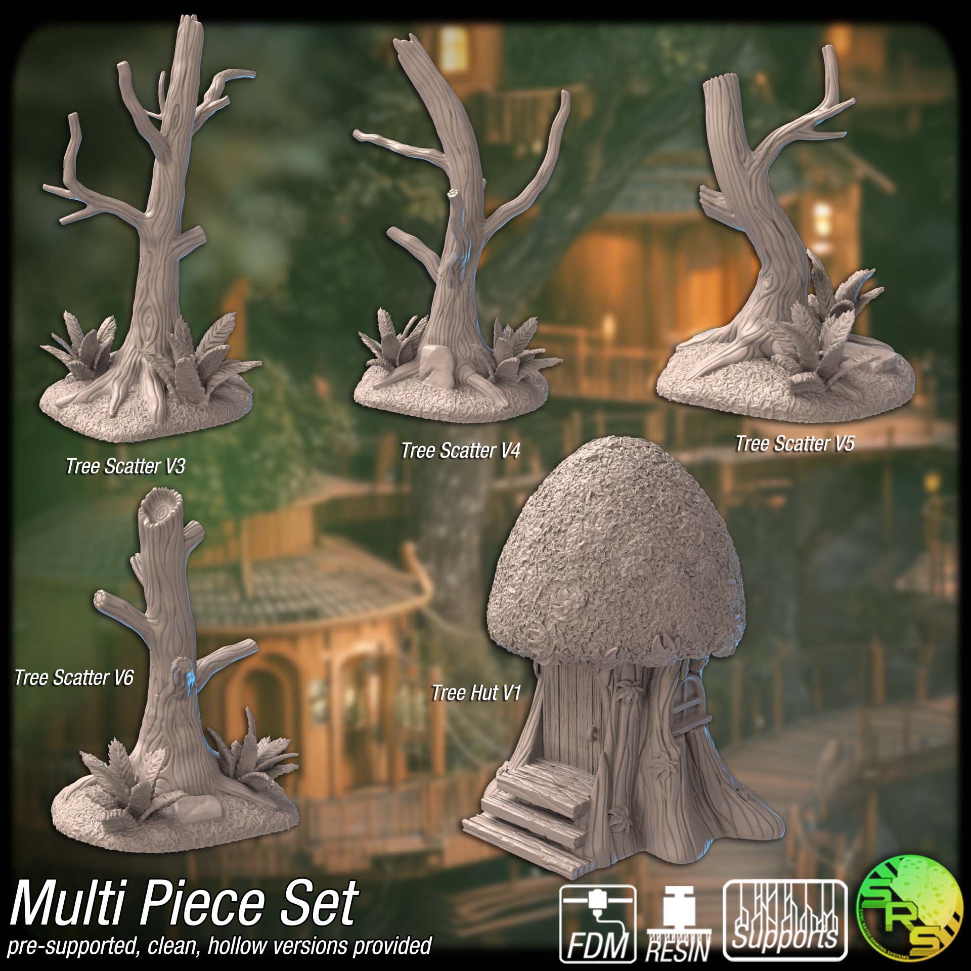 Branchloft Haven Terrain Set – Resin 3D Printed Forest Village Scenery for Tabletop Gaming & Dioramas