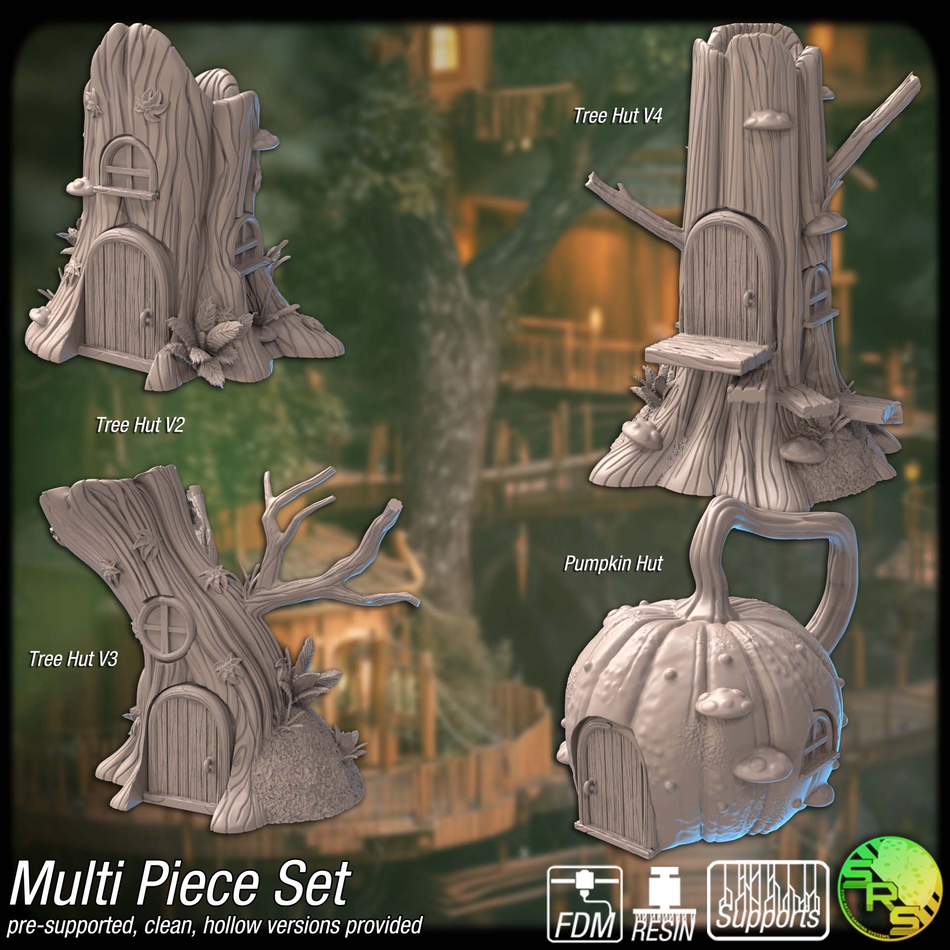Branchloft Haven Terrain Set – Resin 3D Printed Forest Village Scenery for Tabletop Gaming & Dioramas