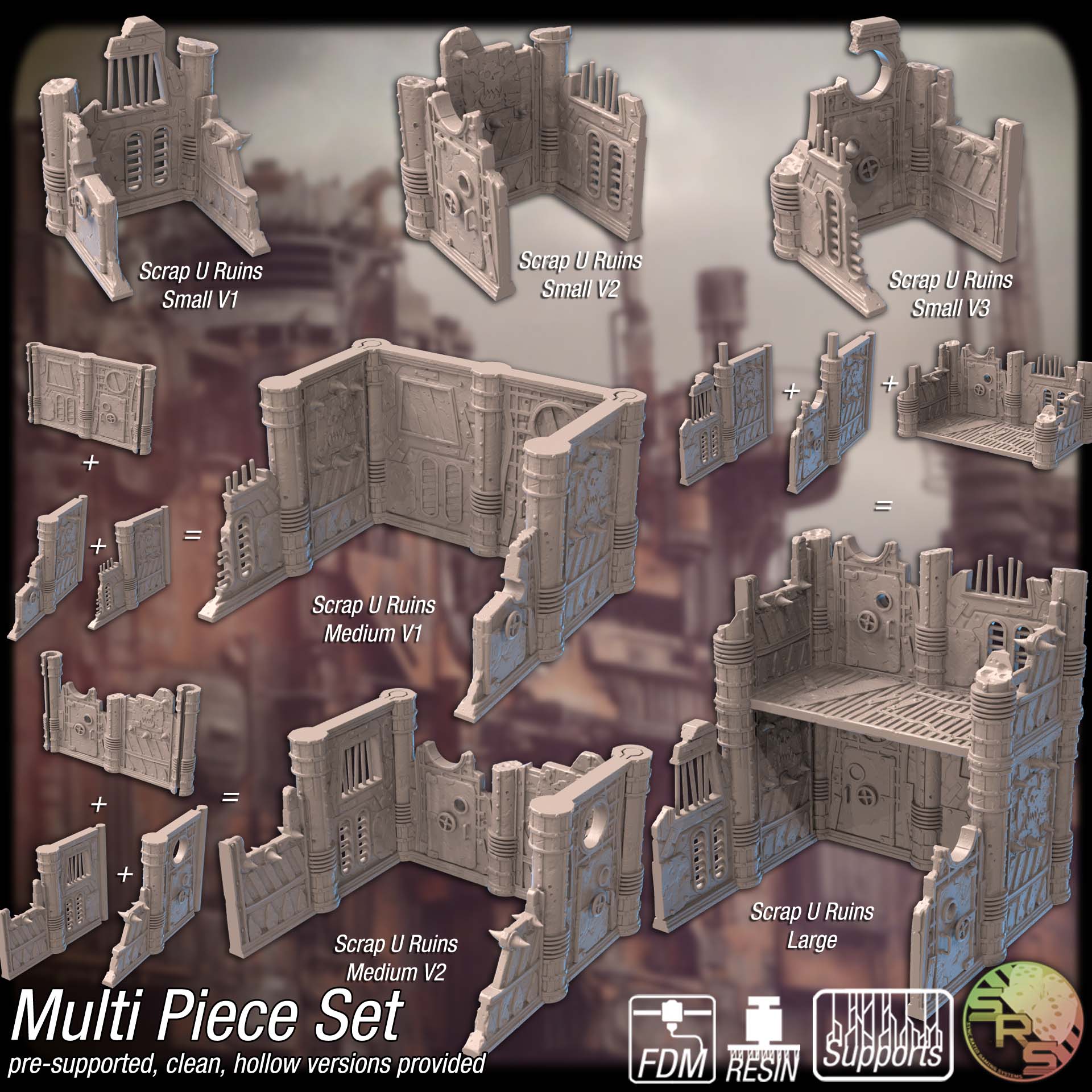 Skraggnok’s Skrapfort Terrain Set – Resin & PLA 3D Printed Sci-Fi Scrap Ruins for Tabletop Gaming & Dioramas