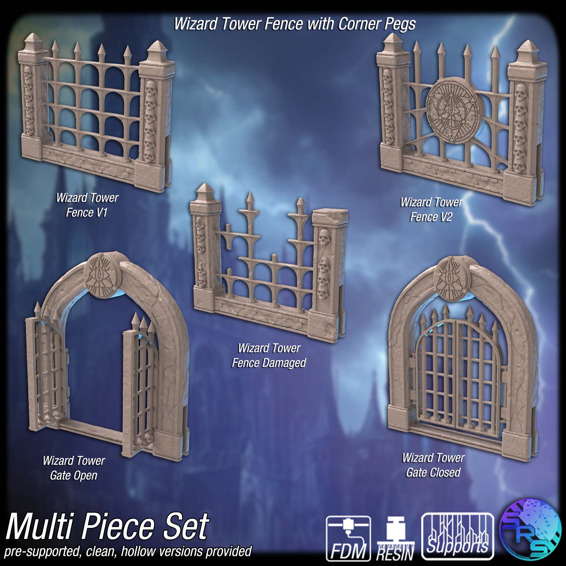 Malefic Hexspires Terrain Set – Resin & PLA 3D Printed Wizard Tower Scenery for Tabletop Gaming & Dioramas