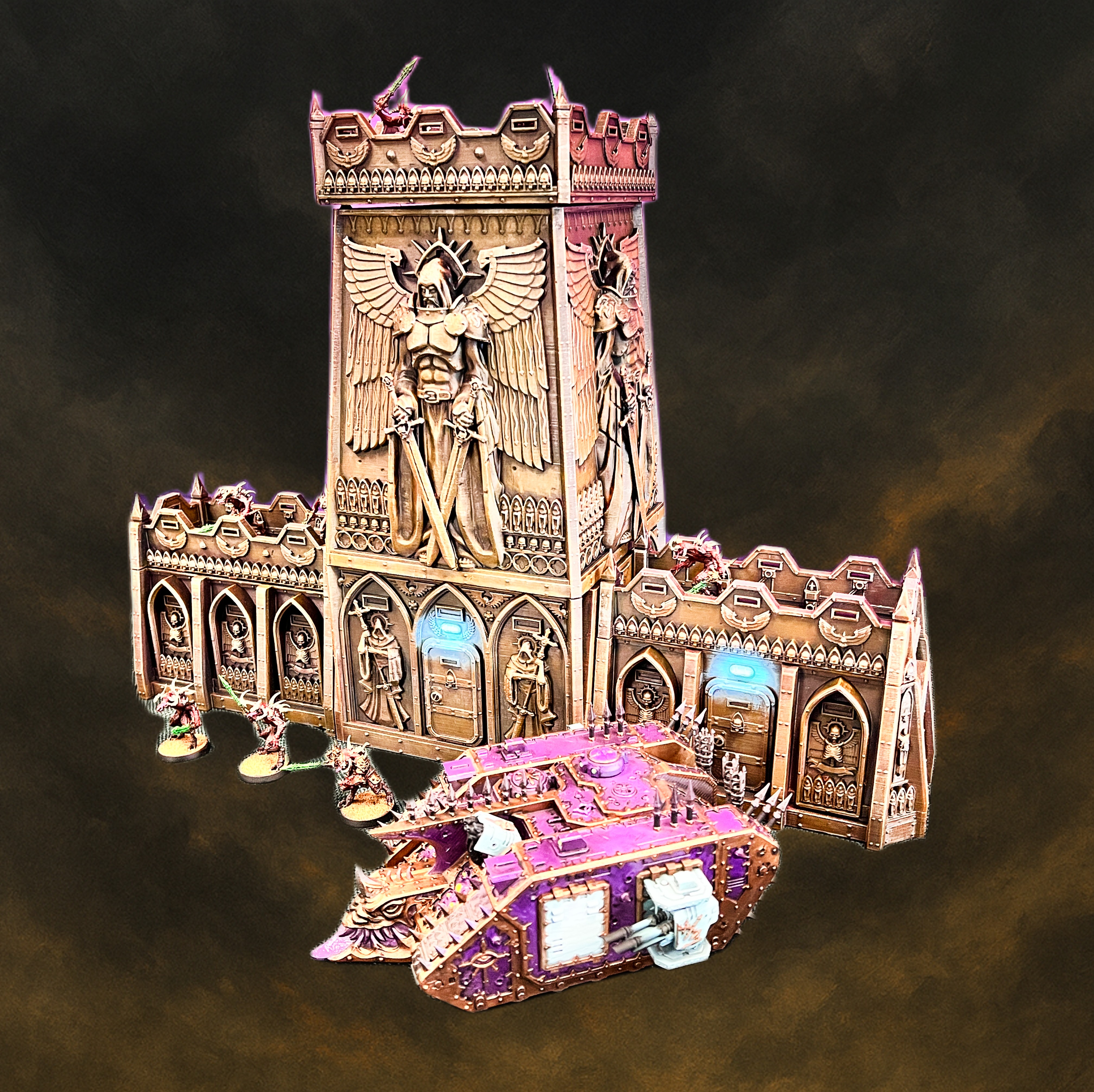 Modular Grimdark Fortress – Large Scale Terrain & Storage Set for 28–32mm Wargames | Painted or Unpainted PLA Scenery
