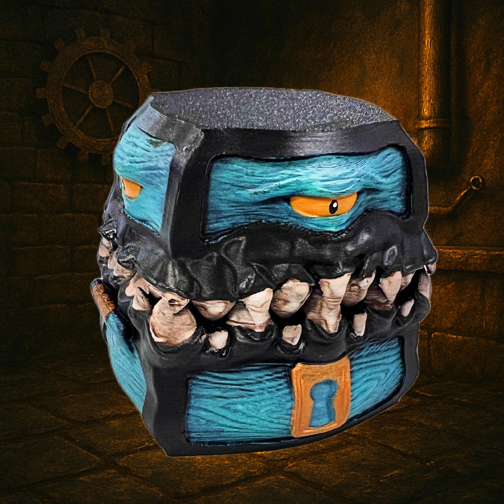 Chubby Mimic Dice Box – Painted or Unpainted Dice Holder | 3D Printed Fantasy RPG Accessory Multiple Colours Available