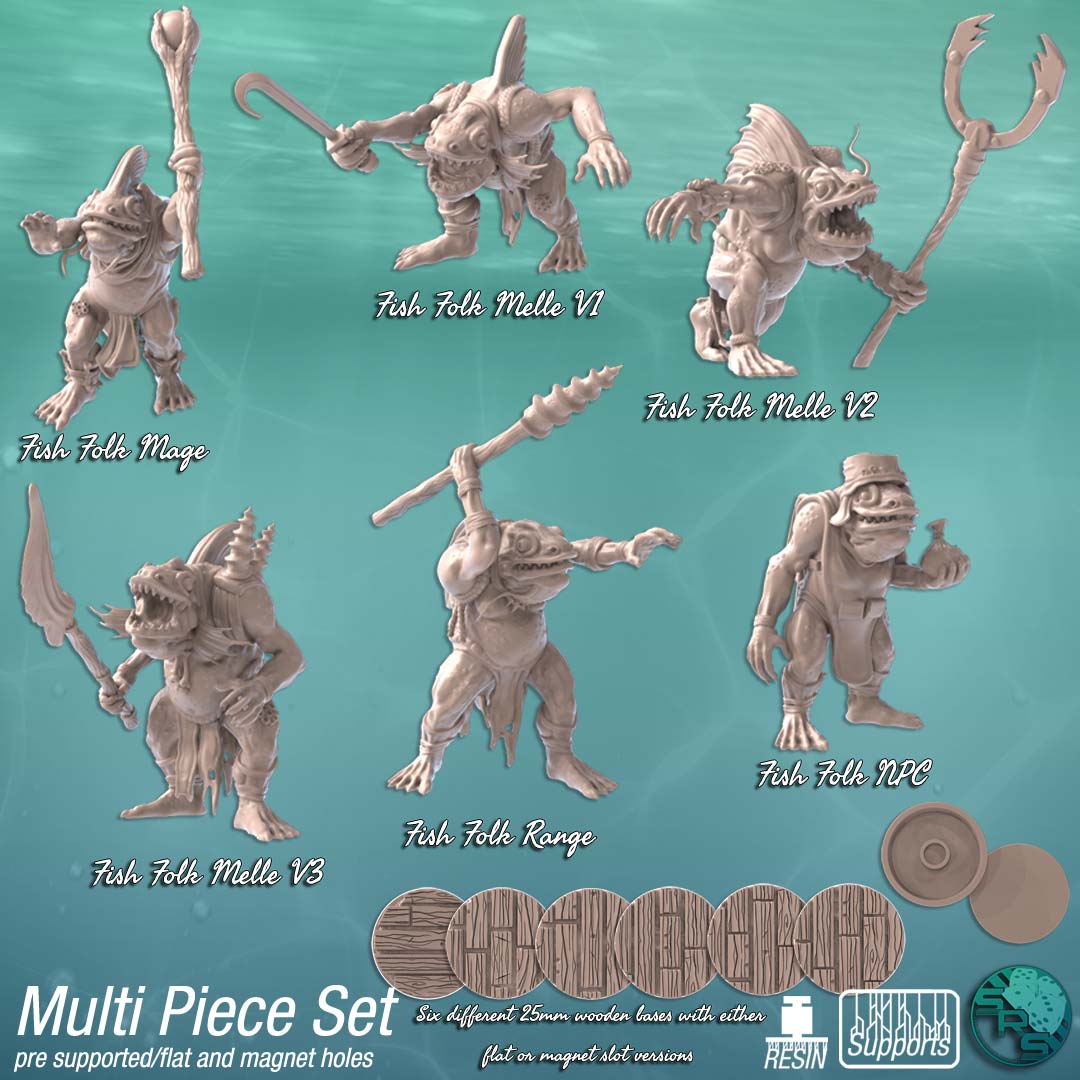 Dark Tides Encounter Pack – Resin 3D Printed Sea Monsters & Fish Folk for Tabletop RPGs & Wargames