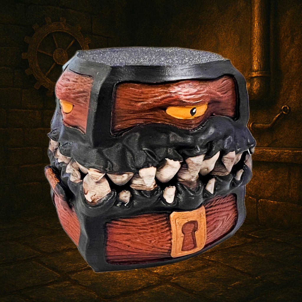 Chubby Mimic Dice Box – Painted or Unpainted Dice Holder | 3D Printed Fantasy RPG Accessory Multiple Colours Available