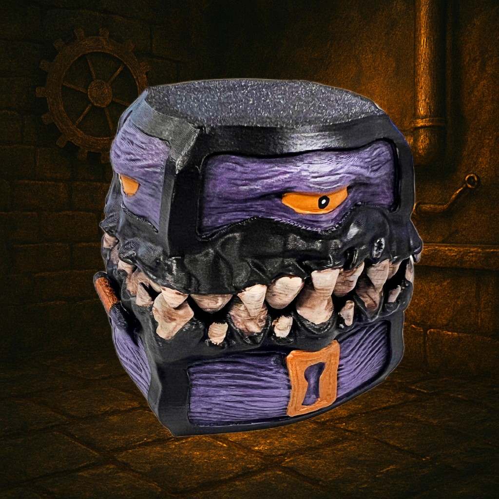 Chubby Mimic Dice Box – Painted or Unpainted Dice Holder | 3D Printed Fantasy RPG Accessory Multiple Colours Available