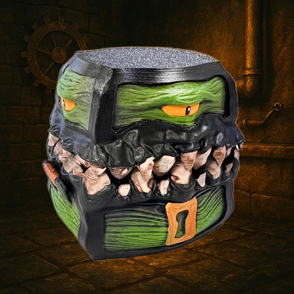 Chubby Mimic Dice Box – Painted or Unpainted Dice Holder | 3D Printed Fantasy RPG Accessory Multiple Colours Available