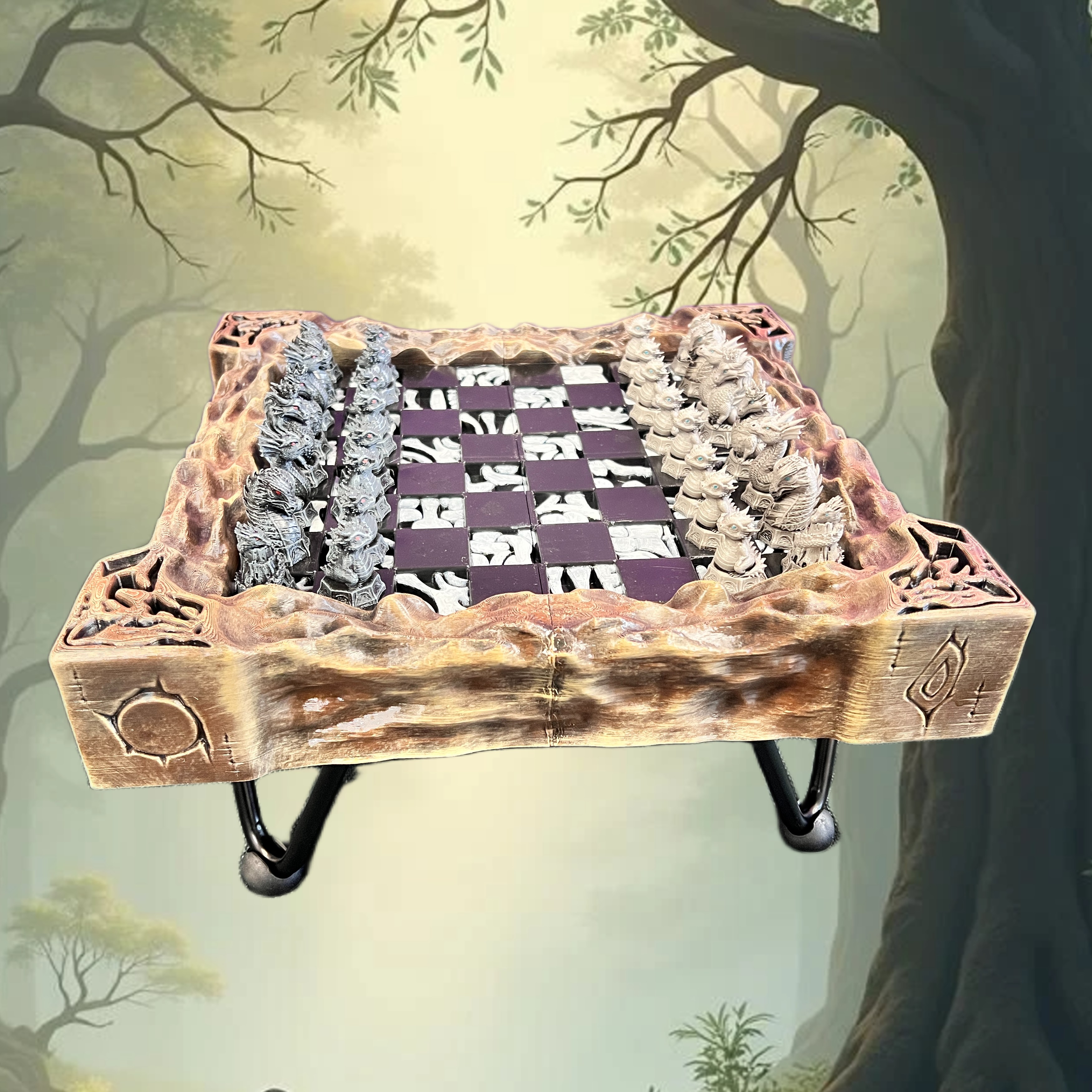 Dragon Chess Set – Hand Painted PLA with Fantasy Board | Optional Legs & Bundle Options