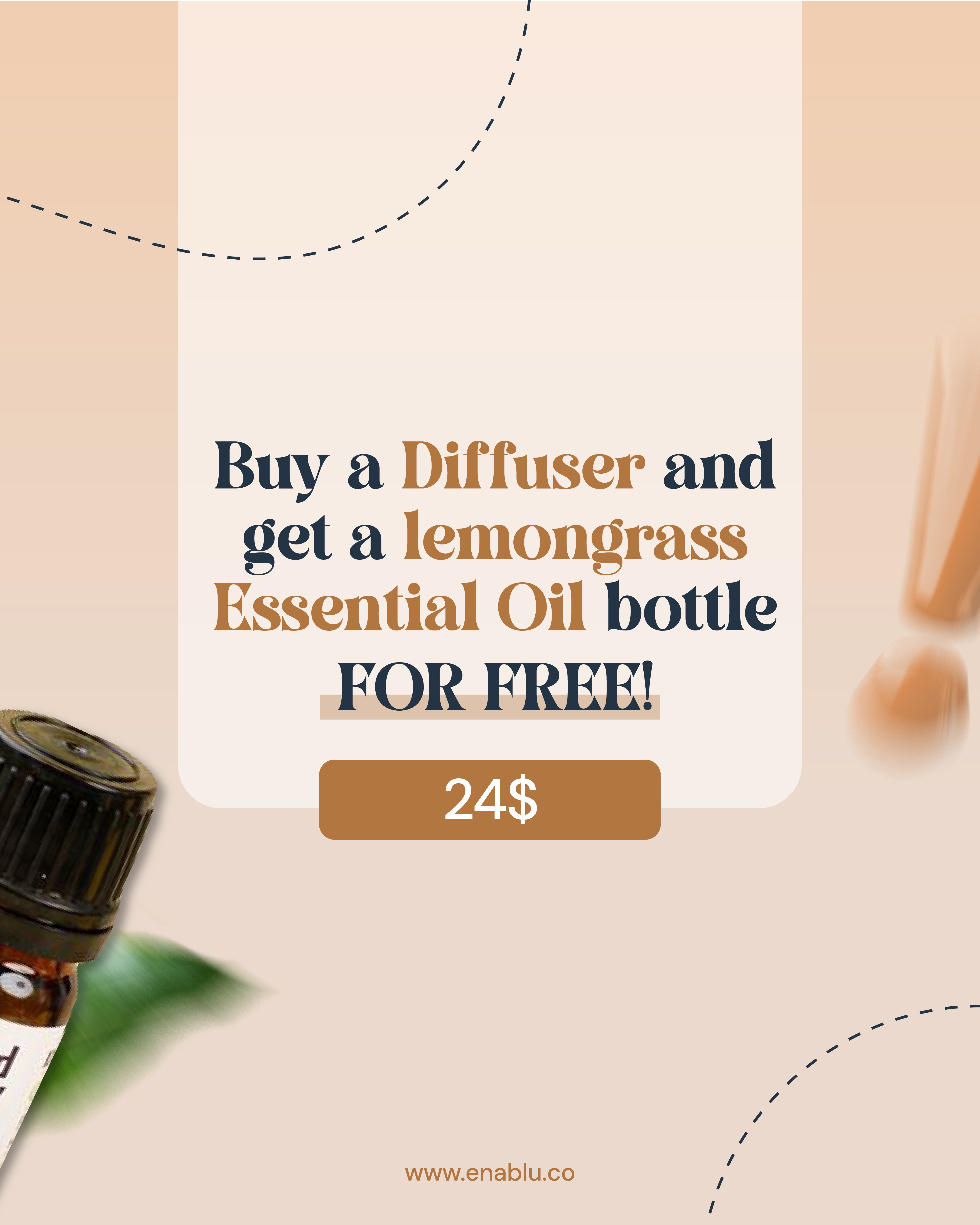 Diffuser + lemongrass Essential Oil 