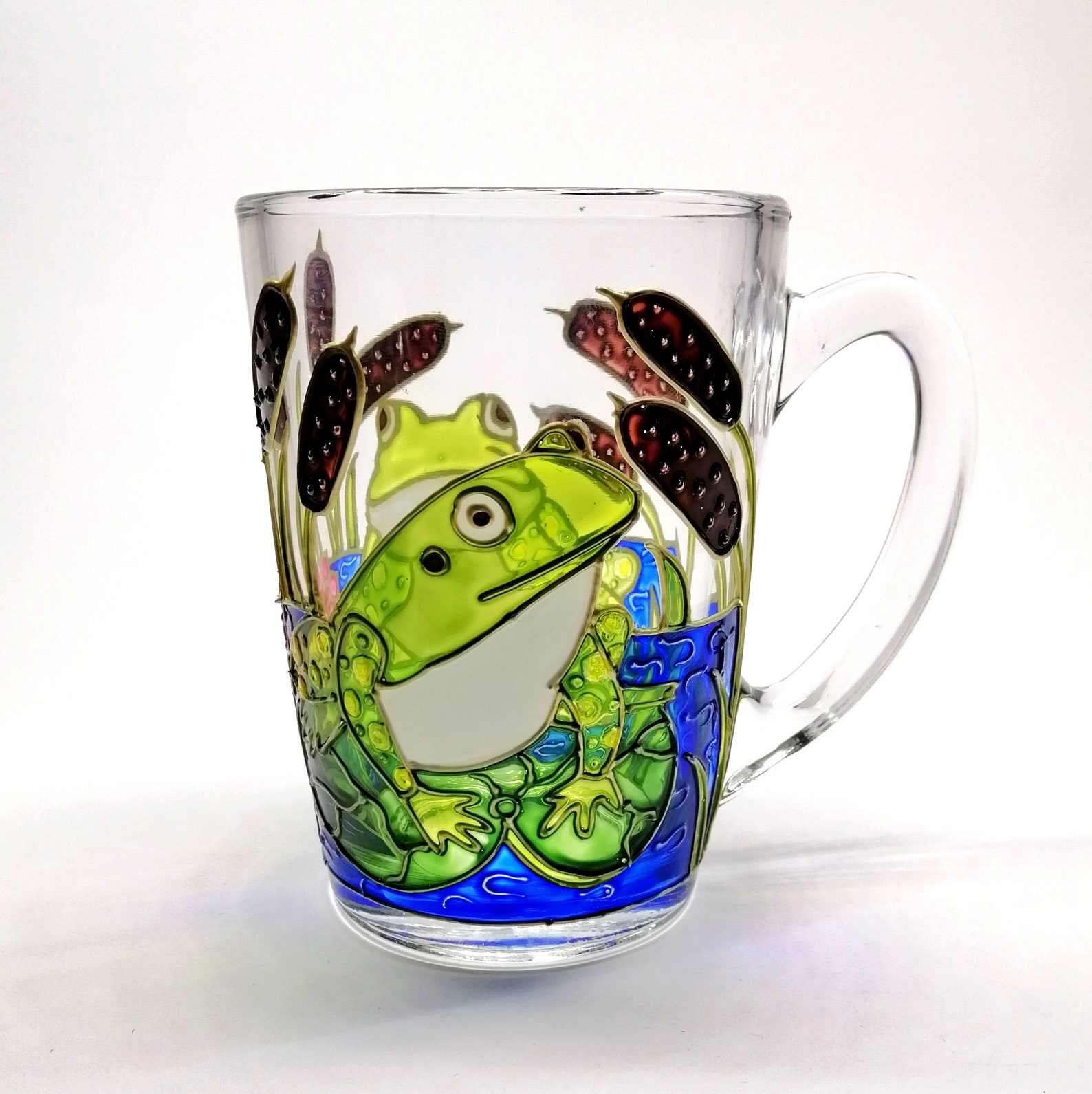 Handmade frog mug personalised Animal lover gift for Birthday Office mug for best friend Cottagecore Gift Lucky frog mug