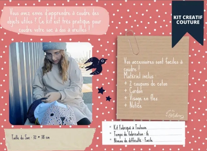 🐻 Kit Couture – Je couds mon sac à dos Ours