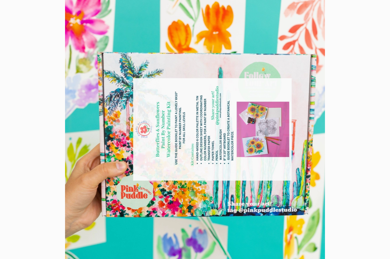 Kit de bricolage à l'aquarelle « Papillons et tournesols » par numéro