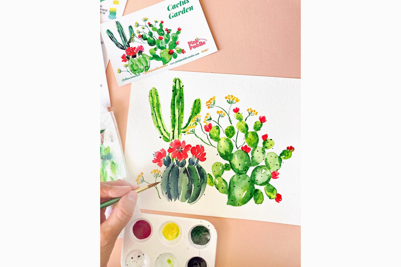 Peinture aquarelle de cactus