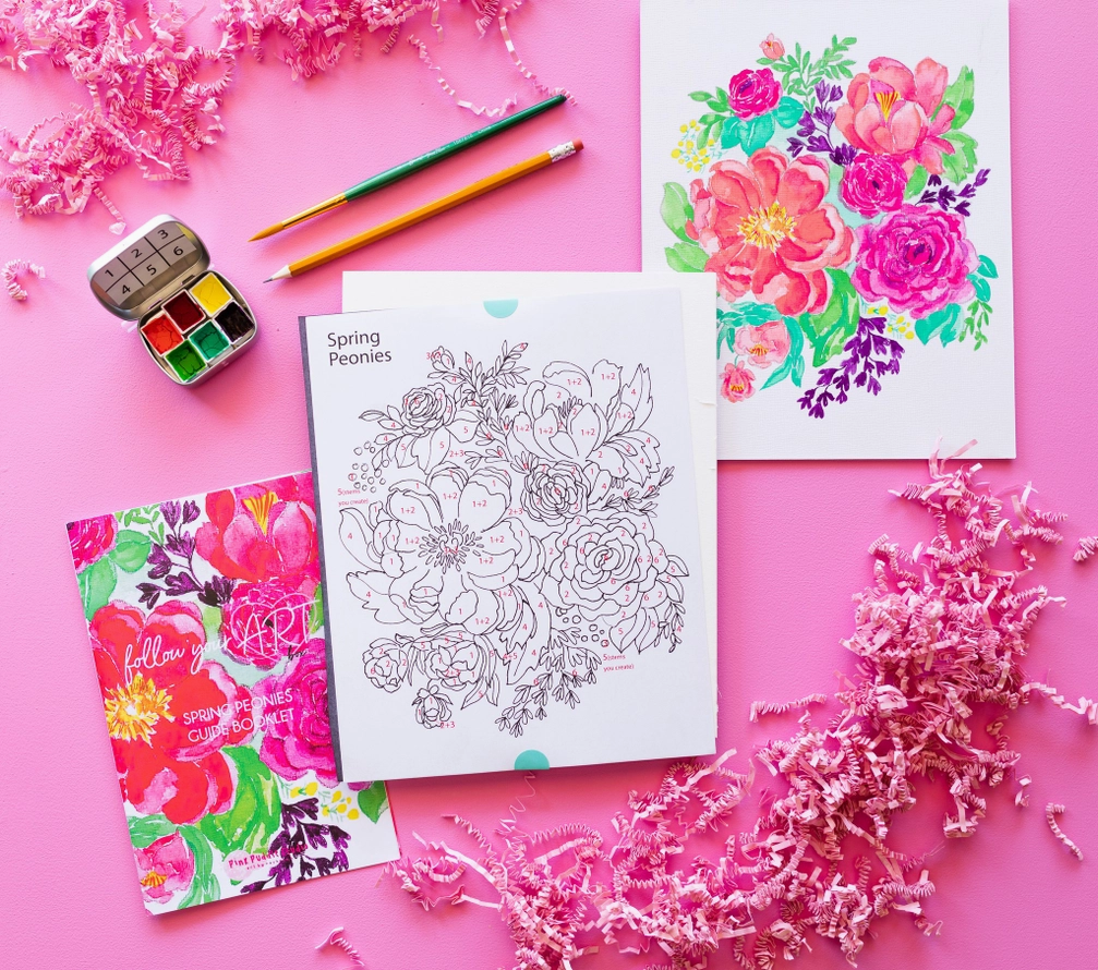 Kit de bricolage à l'aquarelle Spring Peonies Flower by Number