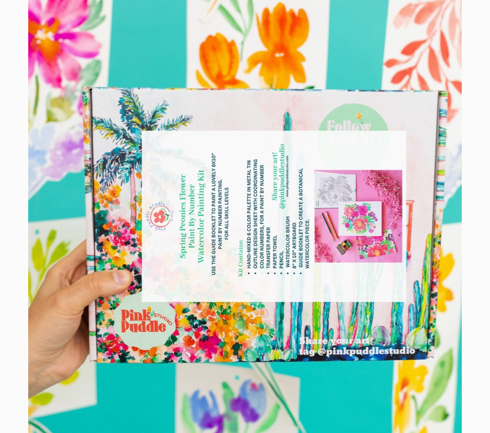 Kit de bricolage à l'aquarelle Spring Peonies Flower by Number