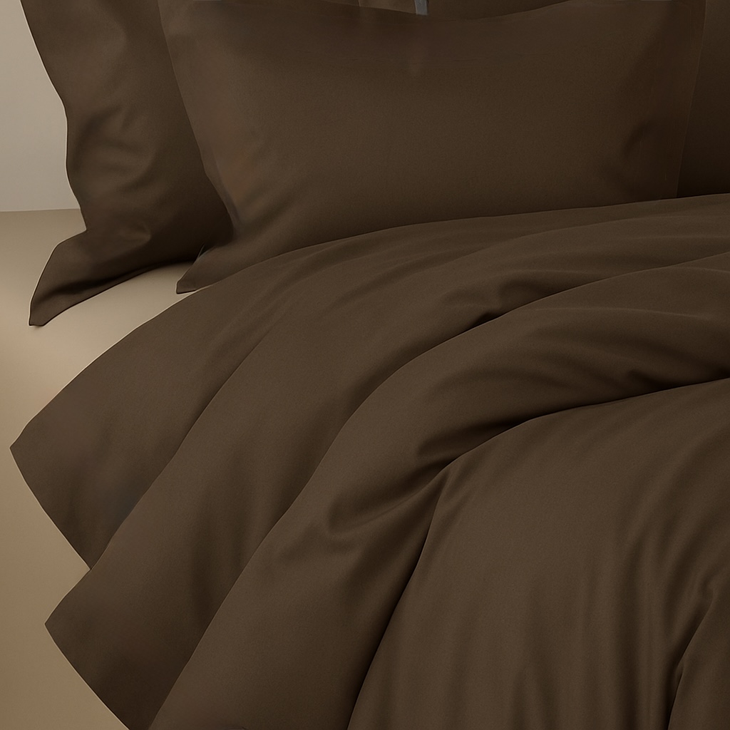 Élégance Nature – Parure housse de couette marron & taupe 100% coton