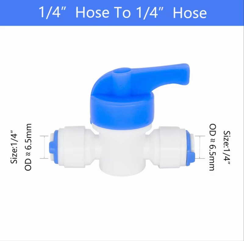 1/4" to 1/4" Push Ro Fitting Ball Valve