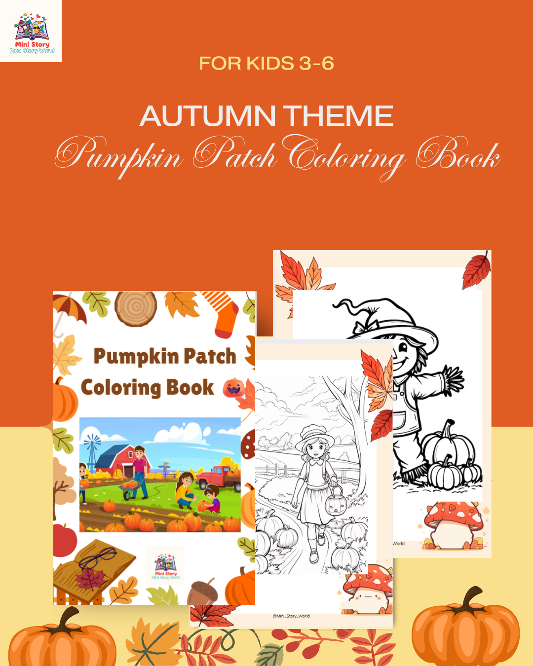 Pumpkin Patch Coloring Book for Kids | 12 Printable Fall Coloring Pages (Ages 3–6)