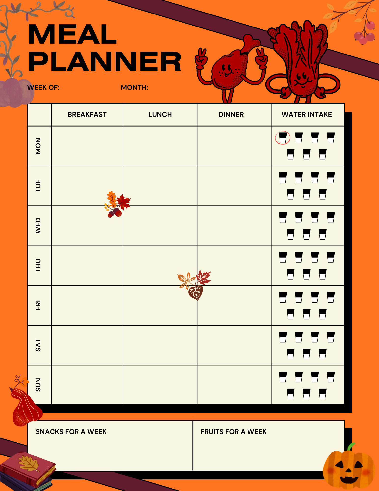 Fall Meal Planner | Printable Weekly & Monthly Food Organizer