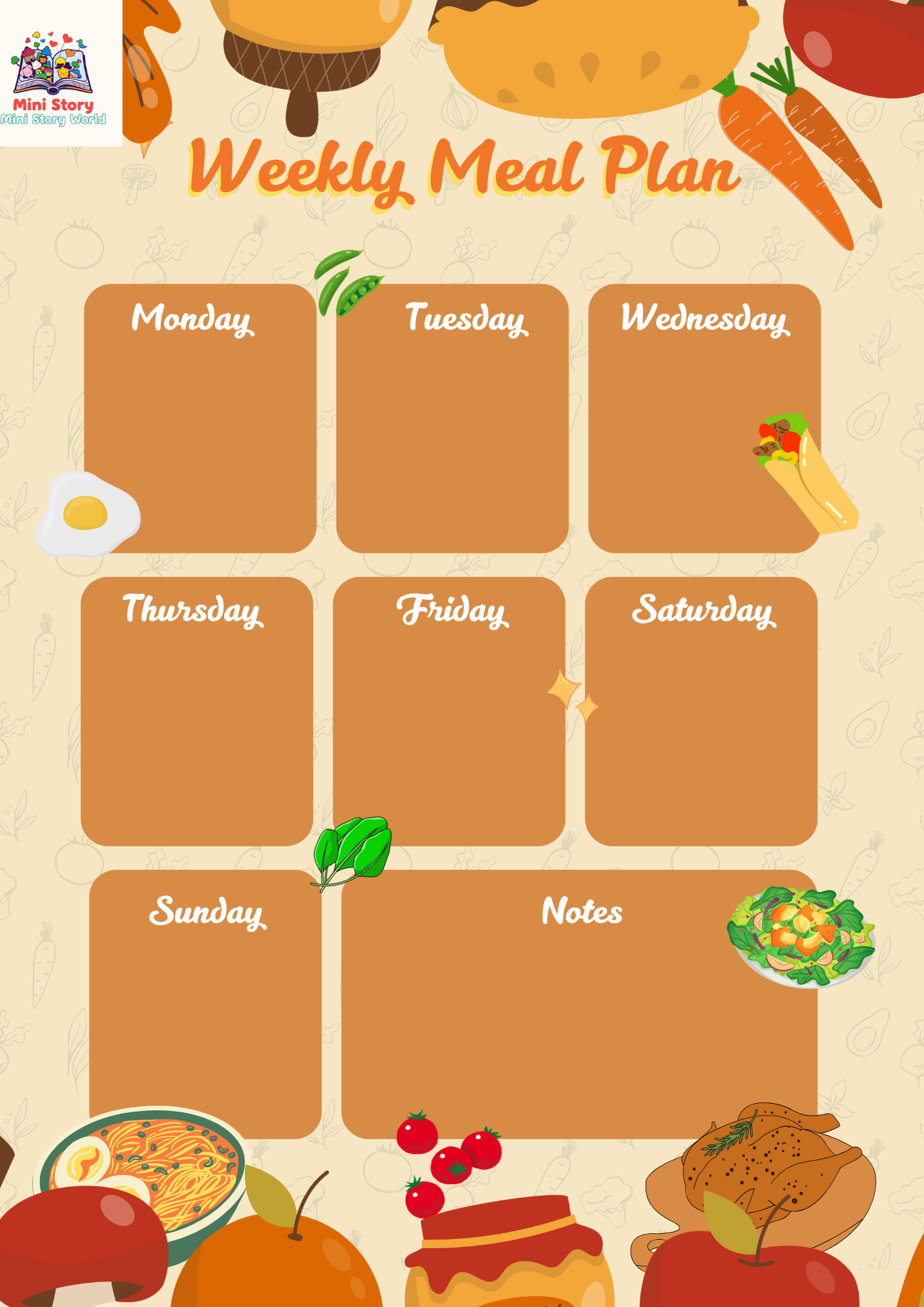 Kids Weekly Meal Planner | Printable Food & Snack Organizer for Fun Family Meals