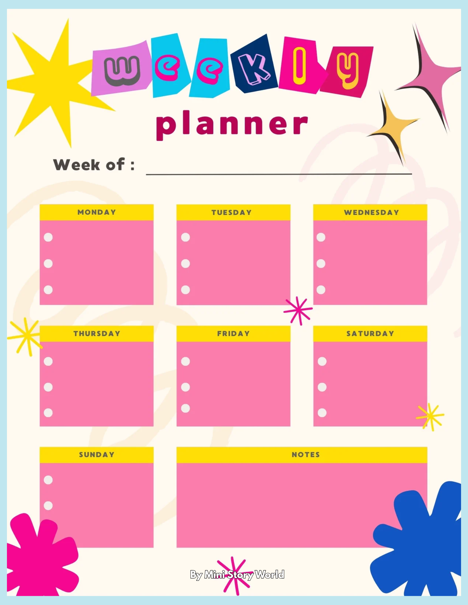 Summer Vibes Daily Planner for Fun Activities | Printable Planner for Kids