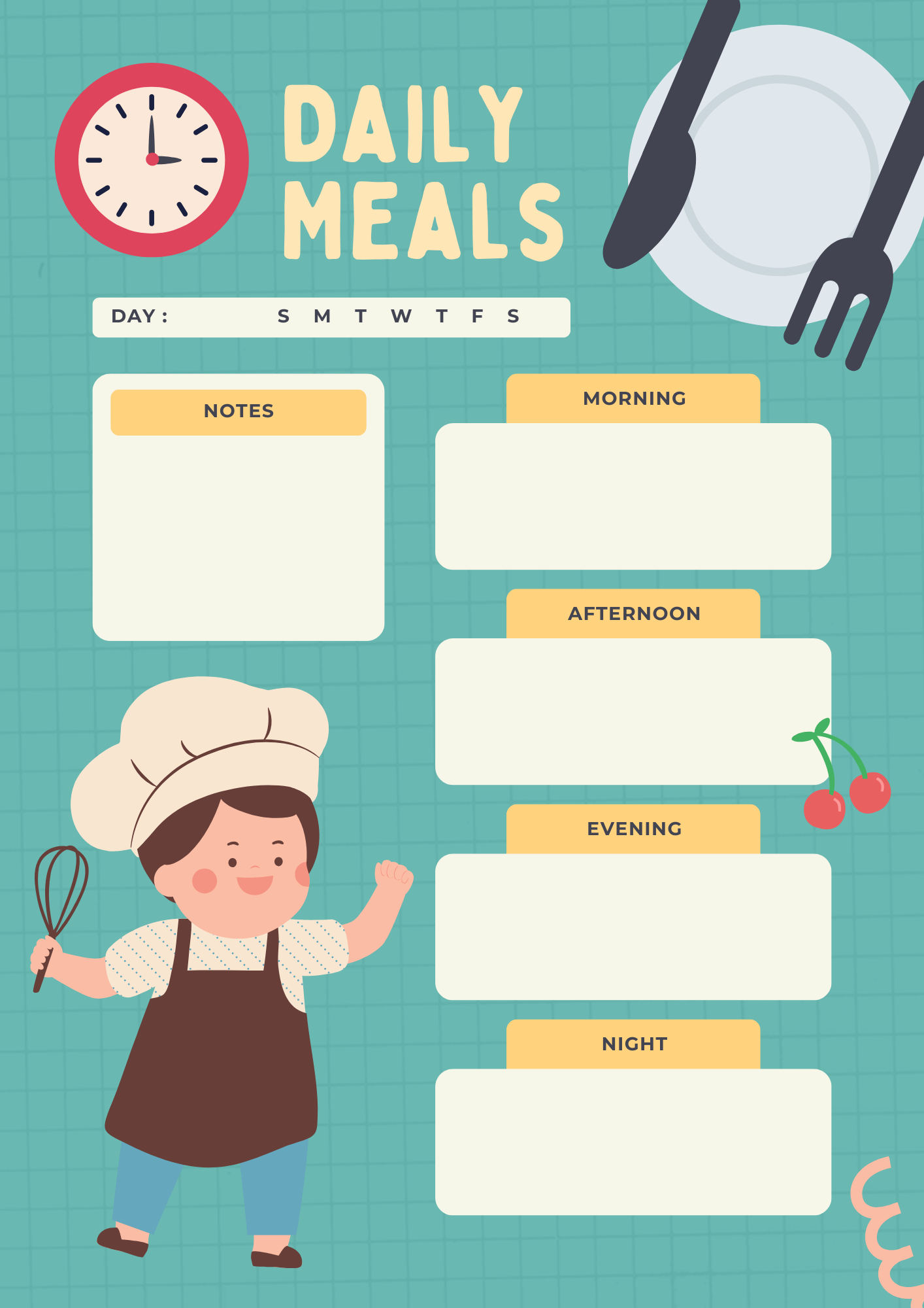 Weekly Meal Planner & Daily Meals Planner | Printable Food & Nutrition Organizer
