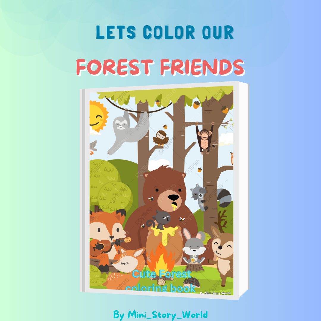 Kids Coloring Book – Forest Friends | 10 Cute Woodland Animal Printables for Ages 3–7
