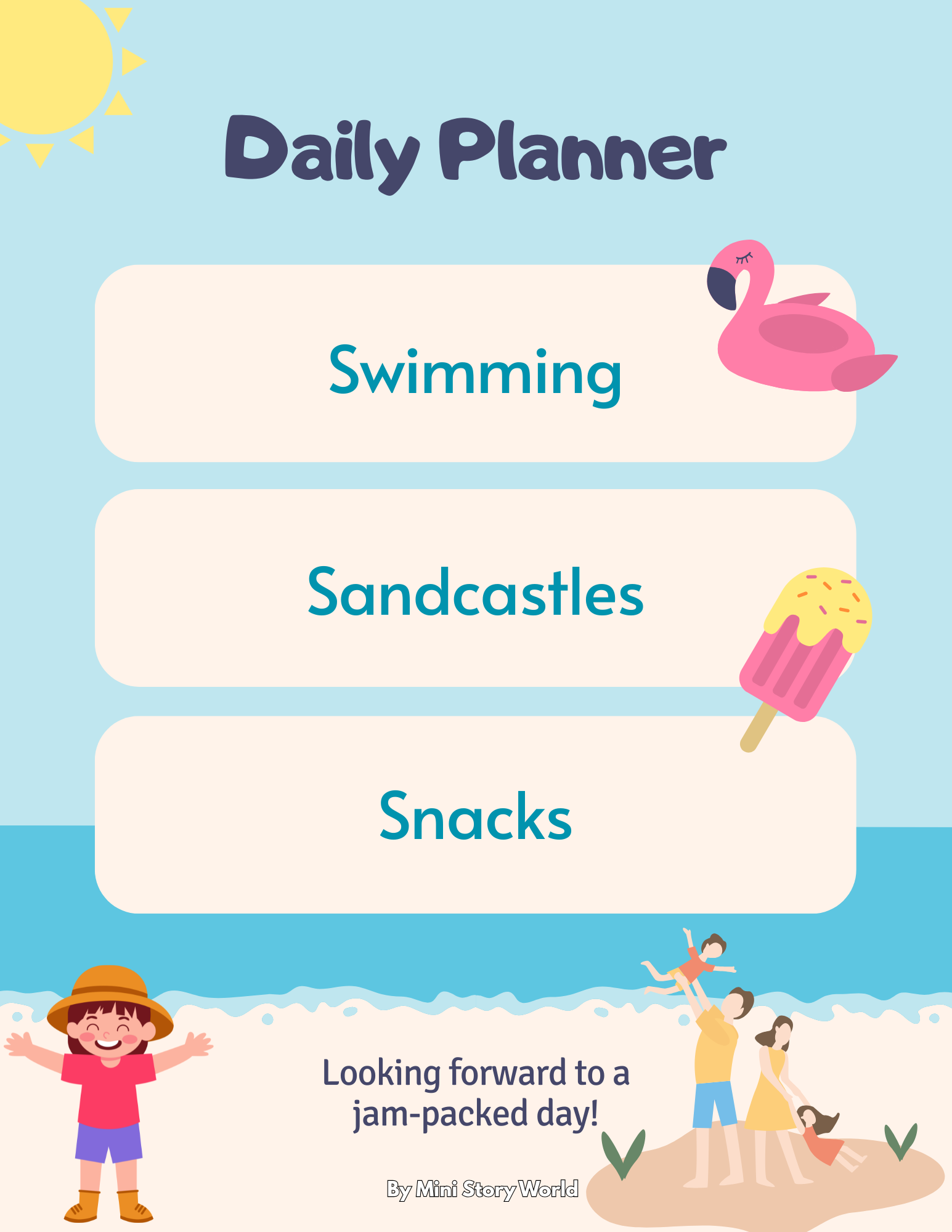 Summer Vibes Daily Planner for Fun Activities | Printable Planner for Kids