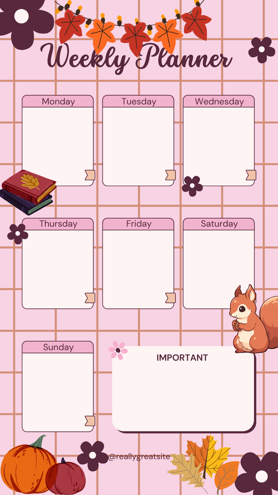Autumn Cute Weekly Planner | Printable Fall Planner for Kids & Families