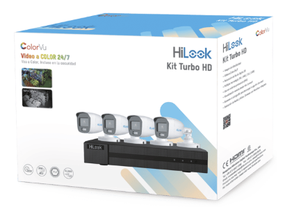 Kit TurboHD 1080p / DVR 4 Canales / 4 Cámaras Bala ColorVu con Micrófono Integrado / Fuente de Poder / Accesorios de Instalación