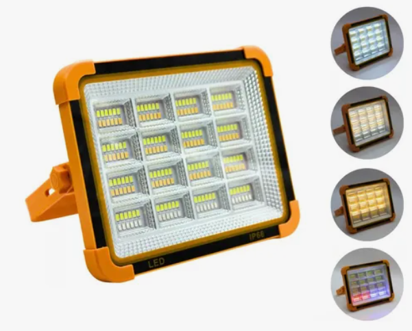 Pack 10 Reflectores Solares Led 300w Portátil Luz 3 Tonos Recargable