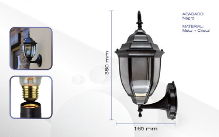10 PZAS FAROL DE PARED NEGRO/ BLANCO E27 ENVIO GRATIS!