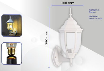 10 PZAS FAROL DE PARED NEGRO/ BLANCO E27 ENVIO GRATIS!