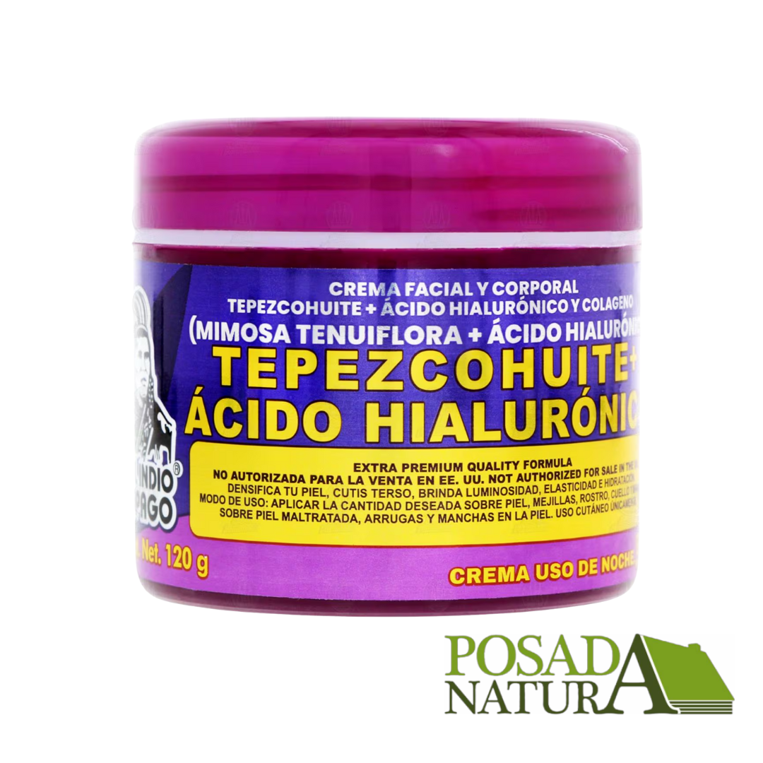Crema Facial Tepezcohuite + Ácido Hialurónico Uso de Noche, 120 gr.