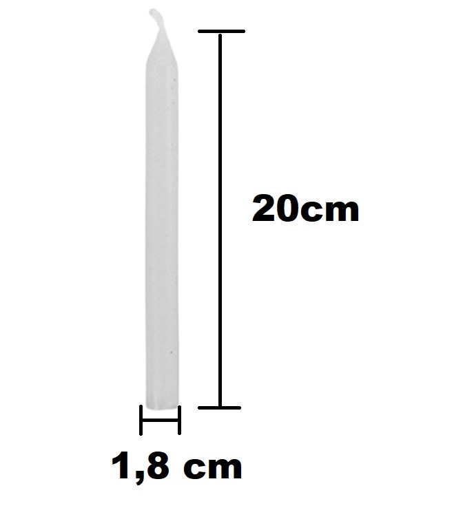Vela Numero 12, 20cm, branca, palito, pacote com 6 velas.