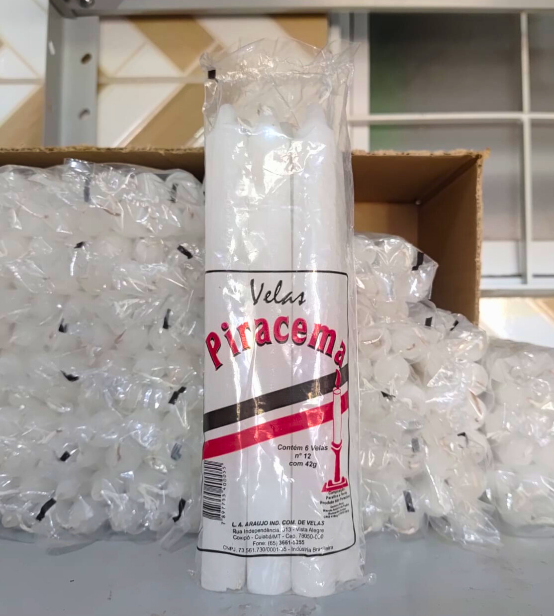 Vela Numero 12, 20cm, branca, palito, pacote com 6 velas.