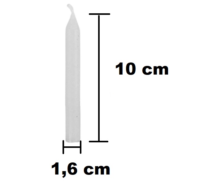 Vela Extra, 10cm, branca, palito, pacote com 6 velas.