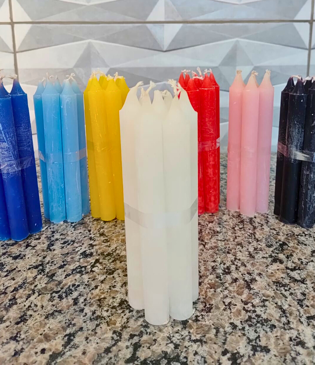 Vela Gigante, 19cm, todas as cores, pacote com 7 velas.