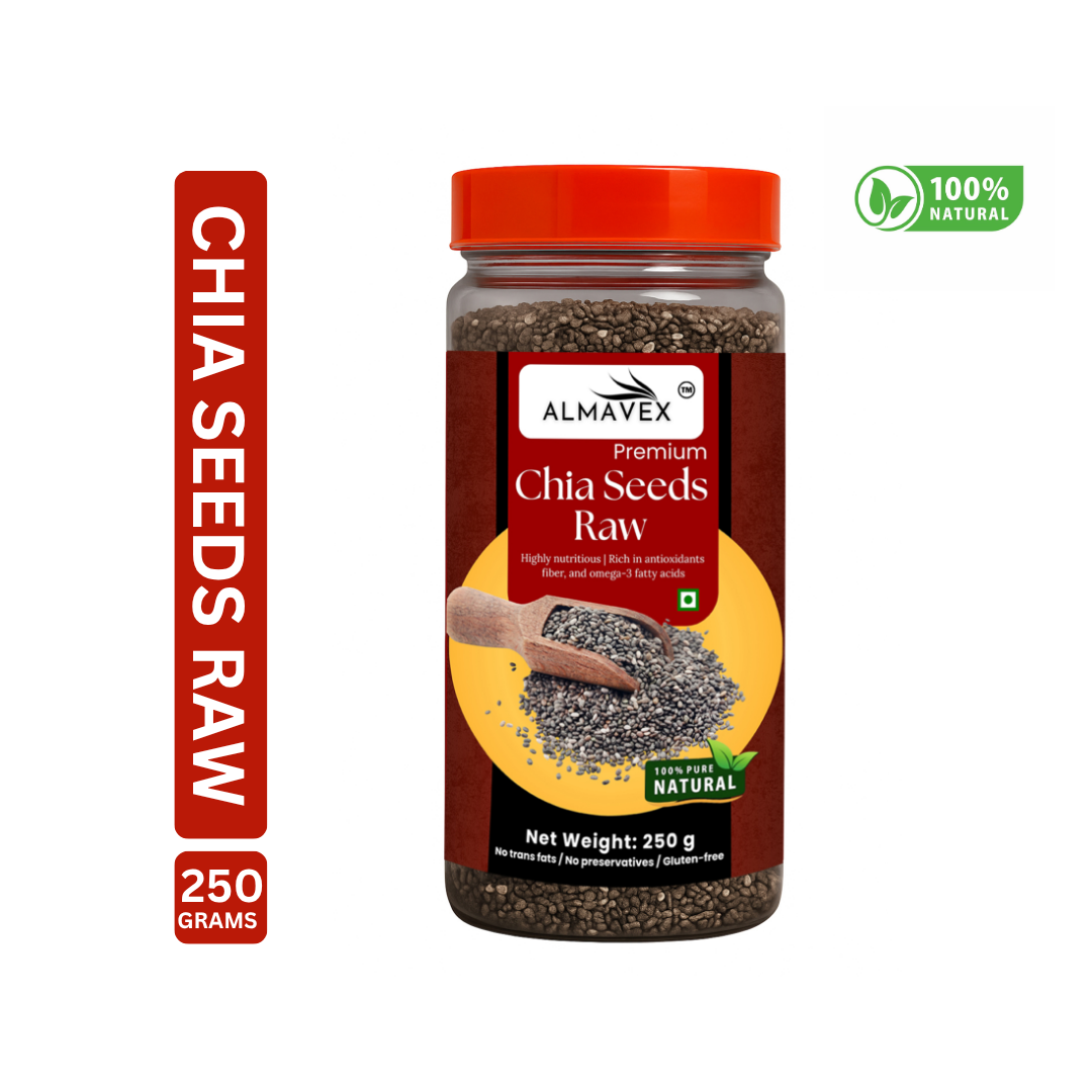 Almavex Premium Raw Chia Seeds | For Weight Loss | Omega-3, Fibre & Protein Superfood | (250g)