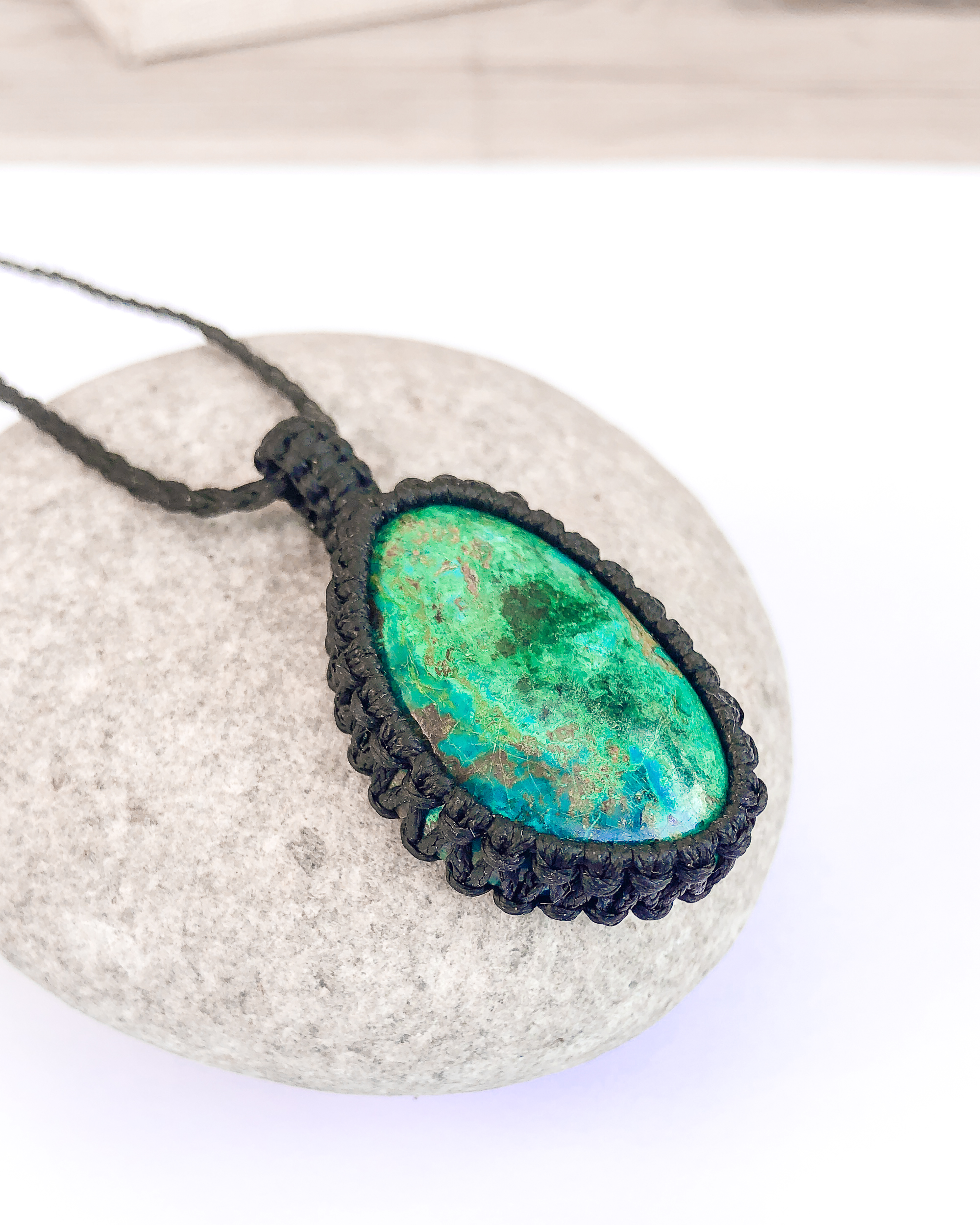 Handmade Eilat Stone macrame Pendant Necklace