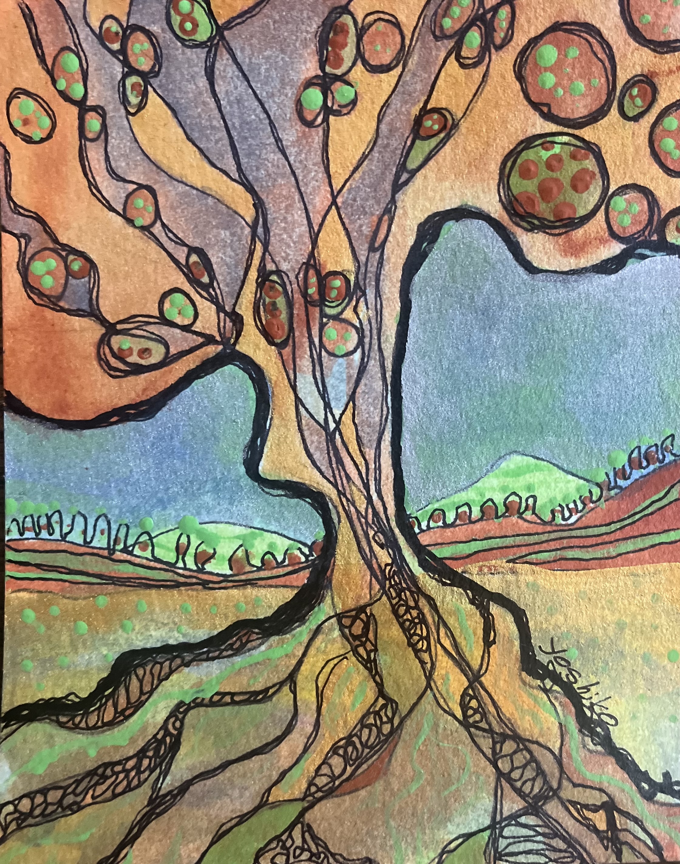 Strong Tree, 4 1/2" x 5 1/2" Postcard / 力強い木 10.8 cm x 13.97 cm (ポストカード)