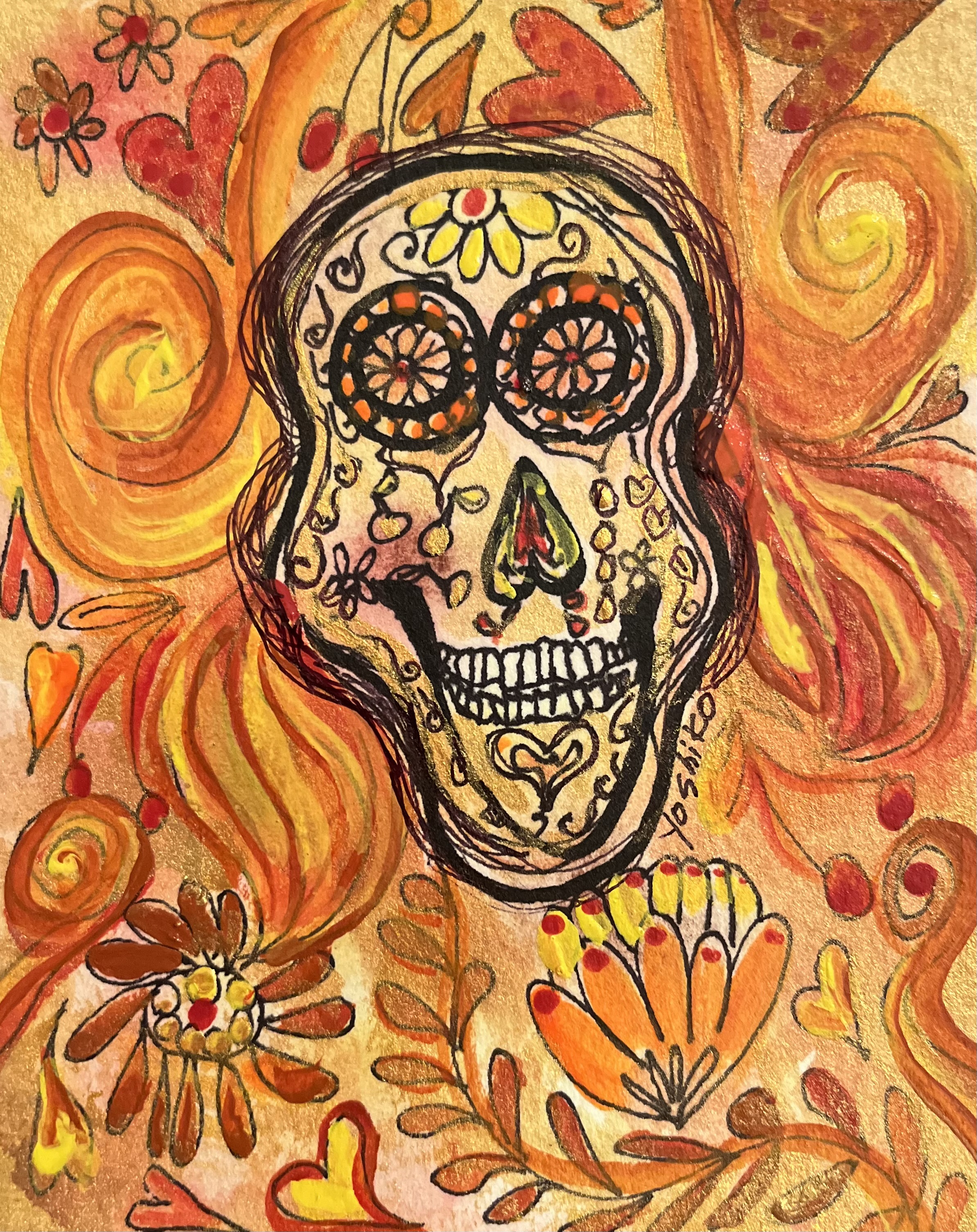 Orange Skelton, Post Card / オレンジ骸骨 （ポストカード）