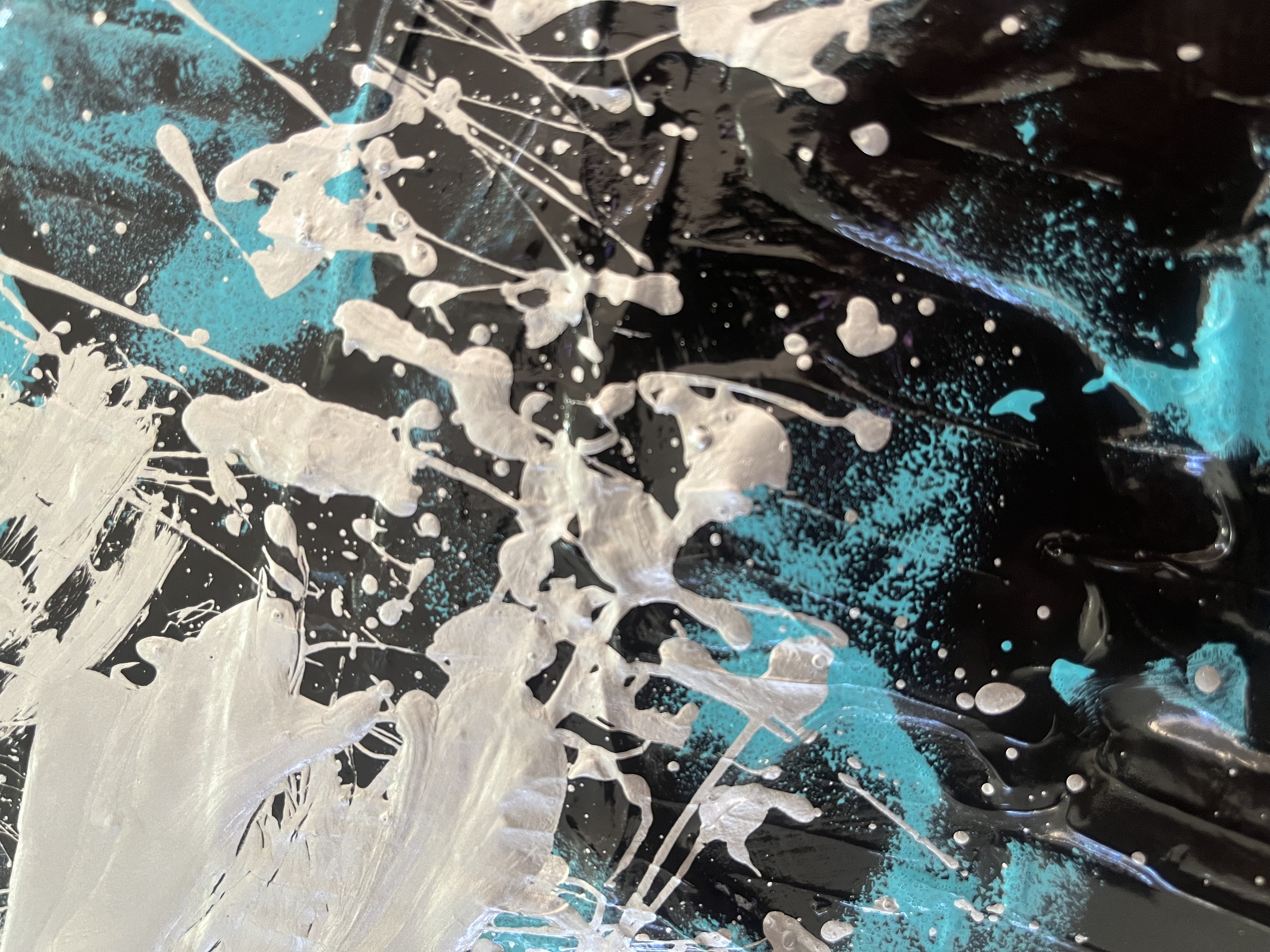 Acrylic 10'x 10' on board"Burst of Turquoise /アクリリック 画材25.4 x 25cm x 25.4cm 「トルコ石のバースト」