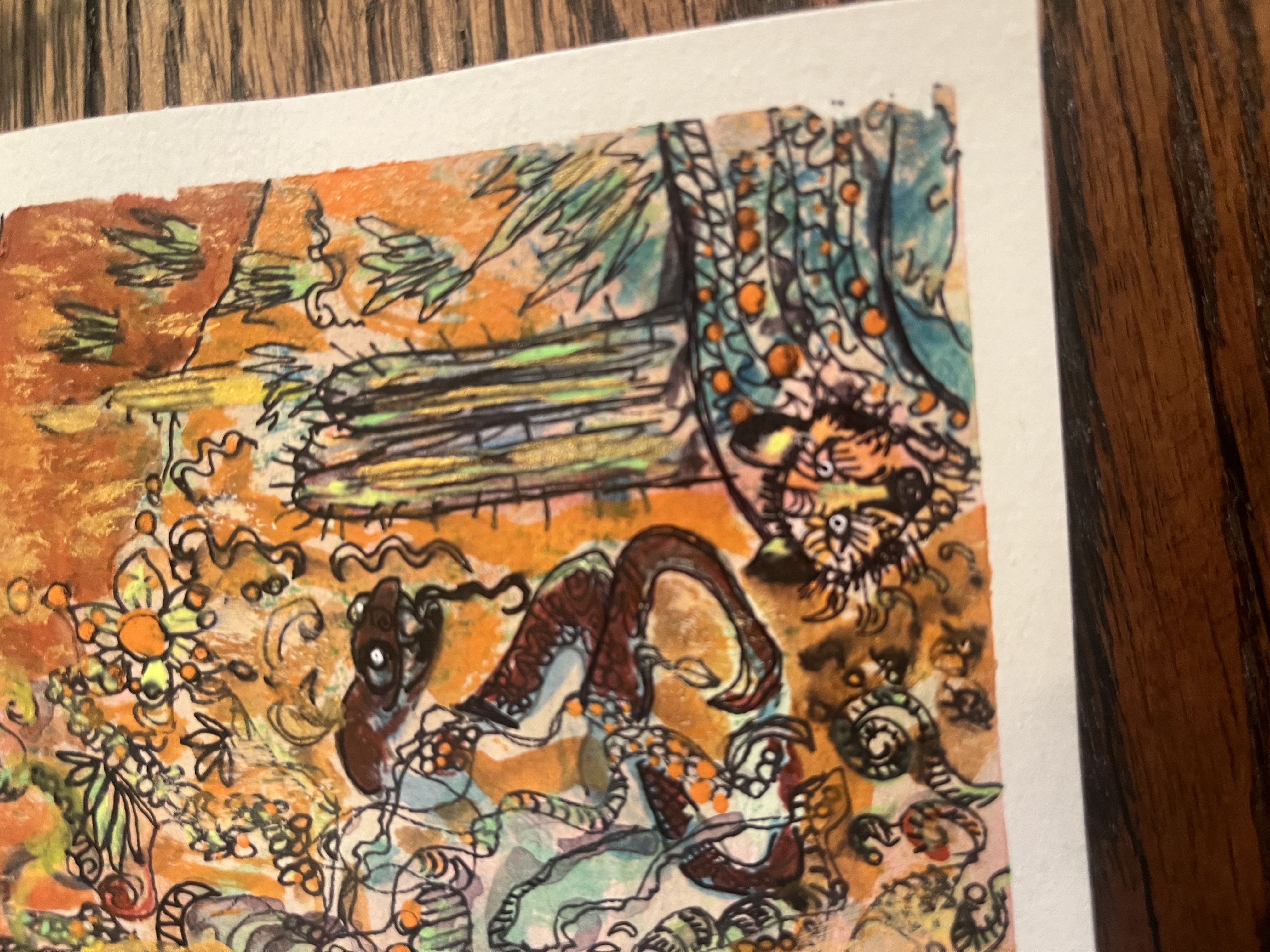 Acrylic Greeting Card with envelop "Coyotes and more"/ アクリリック 画材グリーティングカード「コヨーテとその他」