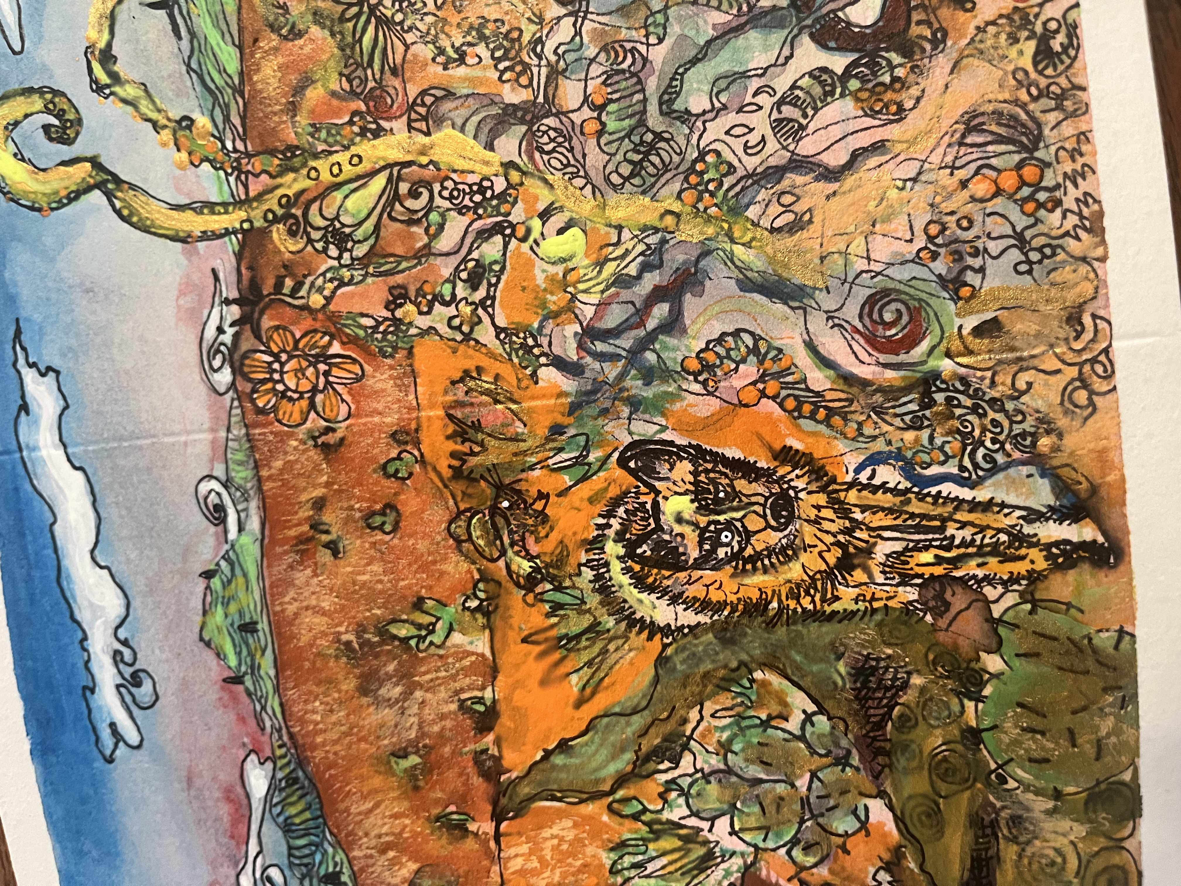 Acrylic Greeting Card with envelop "Coyotes and more"/ アクリリック 画材グリーティングカード「コヨーテとその他」