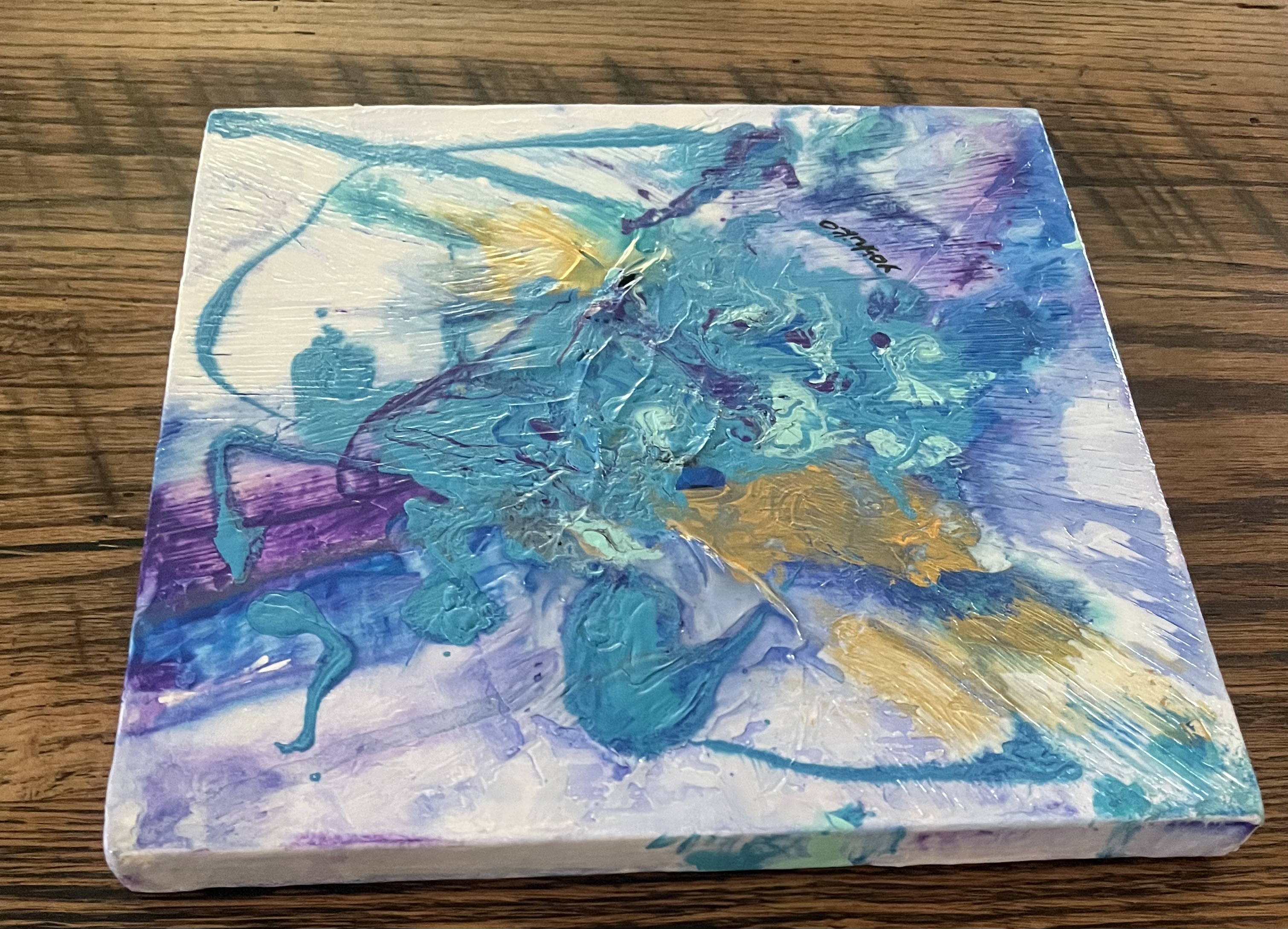 Acrylic painting on canvas 10" x 10" Cool"/ 25.4 cm  x 25.4cm のアクリリック画材の絵「クール」