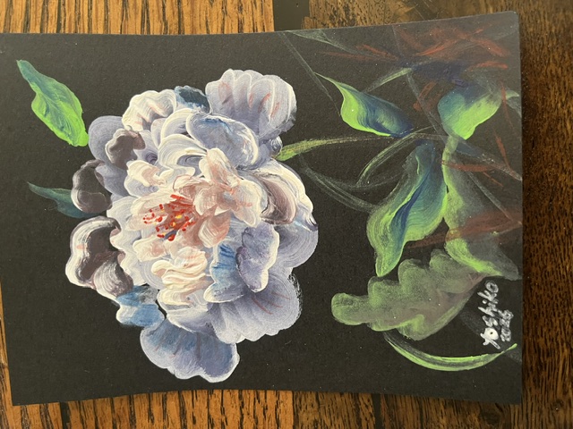 Acrylic Postcard with envelope "White Flower"/ アクリリック画材ポストカード’白い花」